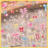 in stock Nail Sticker Luxurious Nail Art Sticker New Dopamine Bow Nail Stickers 5d Embossed Nail Art