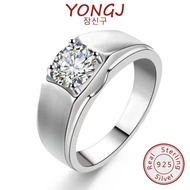 YONGJ Frosted Plain Ring For Men 2CT Moissanite Platinum Ring