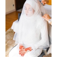 Veil Nikah Tunang Kahwin Offwhite Plain Basic Veil Nikah Tunang Murah