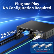 HOME ELEC-2.5Gb Switch 4 Port 2.5G Unmanaged Network Switch with 2 Port 10GbE SFP+ Slot Home Setup E