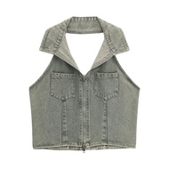 Desire Sling Vest - Denim Zipper Top for Girls | Casual Summer Wear