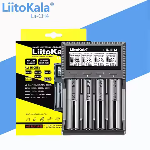 LiItoKala Lii-CH4 Smart Intelligent for 1.5V AA AAA Li-ion Lithium Rechargeable Battery Charger US/U