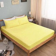 【樂樂生活精品】免運費【格藍傢飾】翡冷翠涼感彈性床包-雙人三件組-奶油黃(枕套7色可選) 請看關於我！