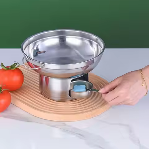 Durable 20/22cm Hot Pot Thickened Double Ears Stove Cooking Stainless Steel Cooking Pot Outdoors