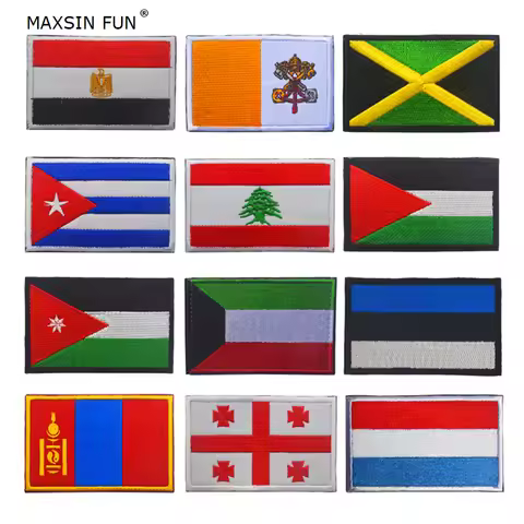 1 PC Luxembourg Estonia Lebanon Jordan Jamaica Country Fabric Flag Patch Sew on Clothes Armband Back