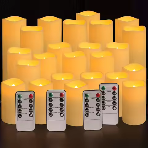 24/12 LED waterproof candle lights with 4 remote controls and timers (height 4 inches 5 inches 6 inc