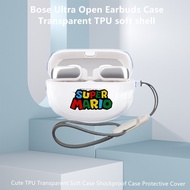 Suitable for Bose Ultra Open EarBuds Protective Case Transparent Soft Protective Case Cartoon Mario Cute Lanyard Pendant Bose QuietC