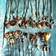 Ready Stock Acorn Forest Series Plant Dried Fruit Sweater Chain Long Style Accessories Hand-woven Co