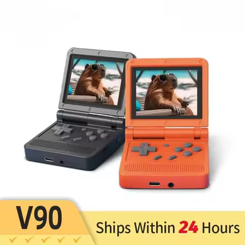 POWKIDDY v90 3-Inch IPS Screen Flip Handheld Console Dual Open System Game Console 16 Simulators Ret