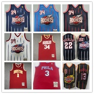 Embroidered Basketball jersey Rockets Olajuwon McGrady 76ers Iverson Retro version Jersey Vest