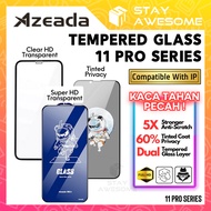 AZEADA Anti Spy Privacy 9D Tinted Screen Protector Tempered Glass For IP 11 PRO Series Clear Templet