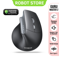 ROBOT Guru Master 2 Mouse Wireless + Bluetooth Vertikal 3200 Dpi Rechargeable Battery Silent