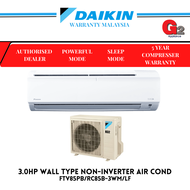 DAIKIN 3HP WALL TYPE NON INVERTER AIR COND SMART WIFI WITH GIN ION  FTV85PB/RC85B-3WM/LF - DAIKIN WARRANTY MALAYSIA