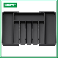 Storage Tray Organizer Expandable Cutlery Organizer Adjustable Expandable Utensil Tray with 8 Compar
