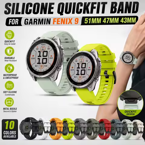 Silicone Strap for Garmin Fenix ​​9 51mm Band QuickFit Replacement Band for Garmin Fenix ​​9 47mm/Fe
