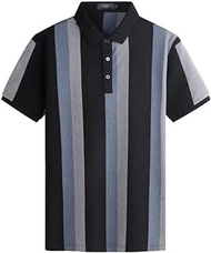 MMLLZEL Colcolor Striped Short Sleeve Men's Summer Lapel POLO Casual T-shirt (Color : D, Size : XXXL code)