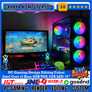 PC Gaming Design Fulset Intel Core I5 Ram 16GB HDD SSD 128GB  VGA 2GB Monitor 24 Inch Melengkung Sia