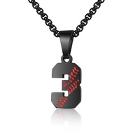 Baseball Number Necklace for Boy 00-99 Athletes Jersey Number Necklace Stainless Steel Chain Basebal