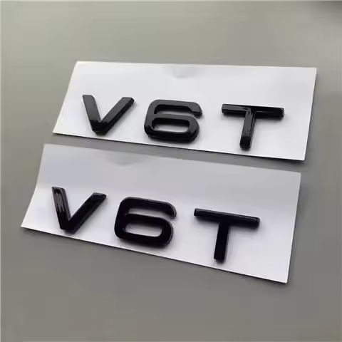 2PCS V6T V8T Emblem ABS 3D badge leaf label V10 V12 side label for Audi A4L A5 A6L A7 Q3 Q6 Q7 car l