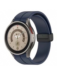 更換用矽膠手錶帶磁扣蝴蝶扣運動手帶,兼容三星galaxy Watch 6/5/4 40/44mm, 5 Pro 45mm,4 Classic 42/46mm,6 Classic 43/47mm,女士和男士都適用(不含手錶)