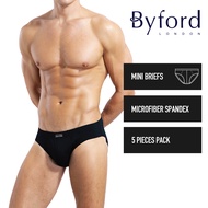 (5 Pcs) Byford Mens Microfibre Spandex Mini Brief Underwear Assorted Colours - BUD5237M
