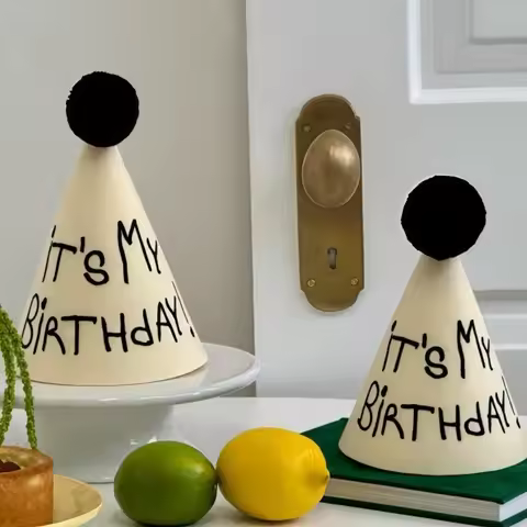 Funny Hand-Drawn Birthday Hat Non-Woven Fabric Sweet Graffiti Birthday Hat Princess Birthday Hat Bir