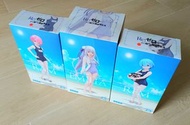 全新 未開封 世嘉 水着 泳裝 愛密利亞，雷姆，拉姆 一套, Sega Swim Suit Emilia, Rem, Ram set