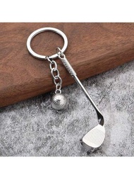 1入高爾夫球形鑰匙扣禮品，創意金屬飾品，適用於運動袋、錢包等