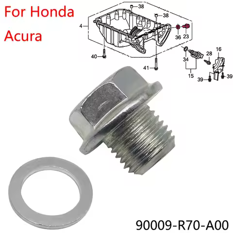 M14x1.5mm Car Engine Oil Drain Plug Bolt Silver with Washer 90009-R70-A00 fit for Honda Accord CR-V 