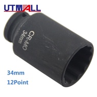 

 1/2"DR 34MM Impact Socket Spindle Axle Nut Socket Wrench Tool 12 Point