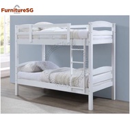 White Solid Wood Bunk Bed Double Decker