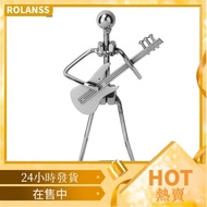 Rolans Vintage Iron Art Black Man Figure Guitar Performer Musician Ornament