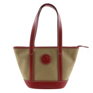 二手 Hunting World Safari Today 手提包，米色帆布，單肩/手提包，A5 尺寸，拉鍊，女士款。