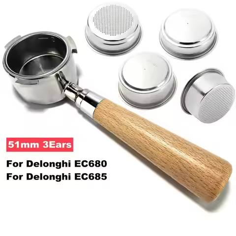 Bottomless Portafilter for Delonghi EC680 EC685,Pressurized Filter Basket,51mm Filter,Espresso Coffe