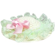 珍珠蕾絲蝴蝶結遮陽帽髮夾 全包布手工髮飾Sun Hat-Mint