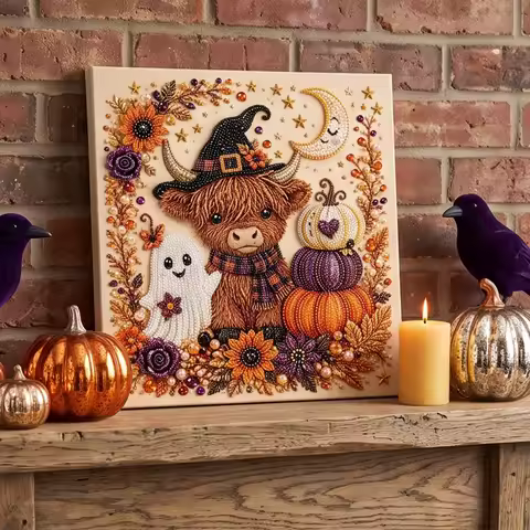 DIY Halloween Framed Diamond Art Pearl Painting Kit 7.87x7.87inch Pearl Diamond Dots Gem Art Craft P