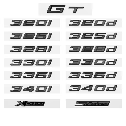 Glossy black GT 320i 320d 325i 325d 330i XDrive ABS Numbers Letters Emblem for BMW 3 Series E90 E46 