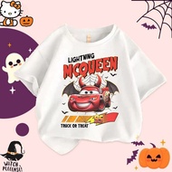 [100% Cotton] Baju Halloween Mcqueen Car T-Shirt Kids Adults Trick or Treat Tee Shirt Halloween Cosp