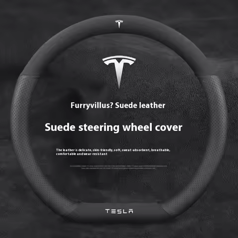 Suede Anti-slip Leather Car Steering Wheel Cover Auto Accessories for Tesla Model 3 Highland Y Junip
