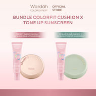 WARDAH Paket UV Shield Tone Up Sunscreen SPF 50+ PA+++ 30 ml + Colorfit Perfect Glow Cushion 15 g -