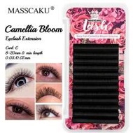 12pcs MASSCAKU Fluffy False Eyelashes, Single Lash Soft & Natural, Matte Deep Black, Lightweight & C
