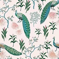 CRE8TIVE Chinoiserie Peacock Wallpaper Self-Adhesive Wallpaper Vintage Tree Leaf Photo Wallpaper 30.