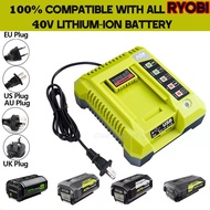 40V Charger for Ryobi Battery OP401 Lithium-ion Battery Charger  Compatible With All Ryobi 40V Lithi