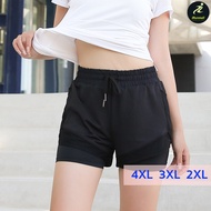 (5XL-XL) กางเกงวิ่งขาสั้นผู้หญิง ไซส์ใหญ่ คนอ้วน กระเป๋าข้าง กางเกงออกกำลังกาย สาวอวบ พลัสไซส์ มีซับ
