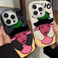 Short Hair and Ear Covering Girl Phone Case Compatible for IPhone 7 8 Plus 11 13 12 14 15 Pro Max XR X XS MAX SE 2020 Large Hole Frame Silicone Soft Case Full Package