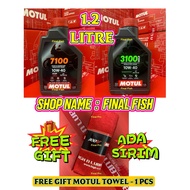 💯ORGINAL MOTUL (1.2 L) 7100 4T 10W40 & 3100 4T 15W50❇️FOC - MOTUL TOWEL🤩✅ADA SIRIM‼️