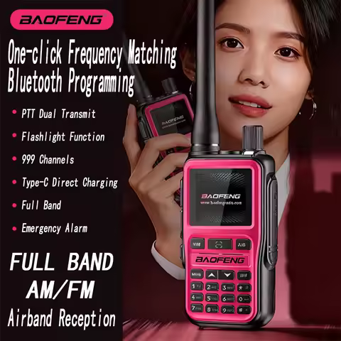 BAOFENG UV-5R Mini Pink Dual Band Two-Way Radio 5W/999CH Bluetooth APP Programming NOAA Weather Aler