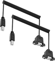 MEIRIYFA USB 2.0 Type-B Printer Cable Coiled Cord, USB B Male to Female Print and Data Transfer Exte