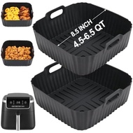 BYKITCHEN 9 Inch Square Silicone Air Fryer Liners for 6 to 8QT, Set of 2, Reusable Silicone Airfryer