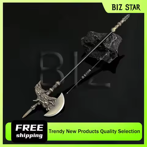 22cm/8.66in Chinese Cold Weapon Models Crested Dragon Axe Game Peripherals Toys Axes Metal Craft Des